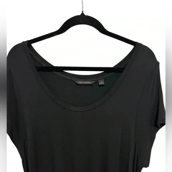 H by Halston Regular Hi-Low Hem Knit Maxi Dress Black Size Large Short Sleeve - Picture 2 of 9